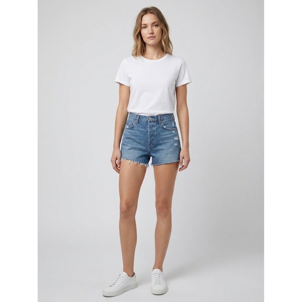 Rails Blue The Fairfax High Rise Cut Off Distressed Button Fly Denim Shorts Sz31